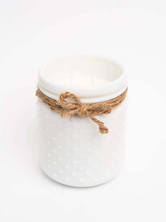 White Vintage Hobnail Candle
