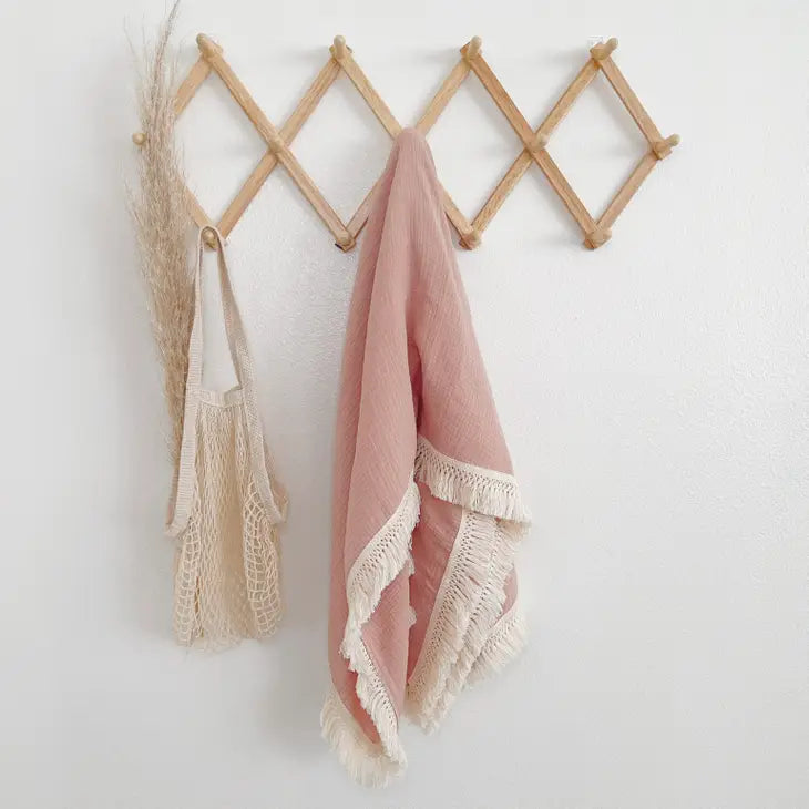 Children's Fringe Blanket - Blush