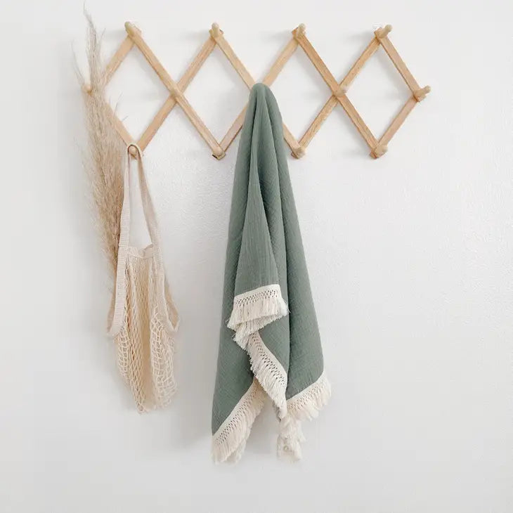 Children's Fringe Blanket - Sage