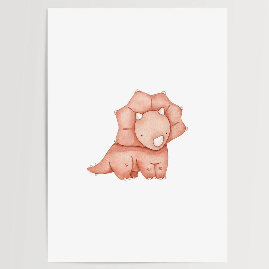 Watercolor Dinosaur Wall Art- Red Dino