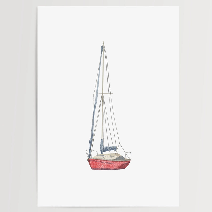 Nautical Wall Art- Red Sailboat