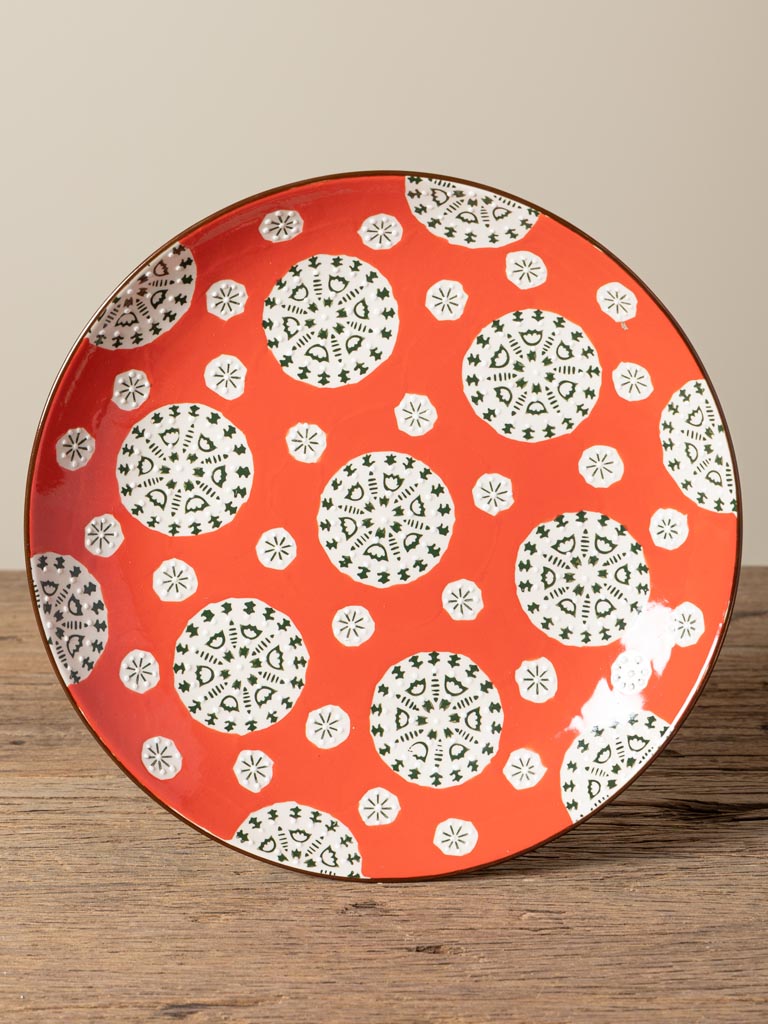 Bohemian Large Decorative Plate- Red & Black