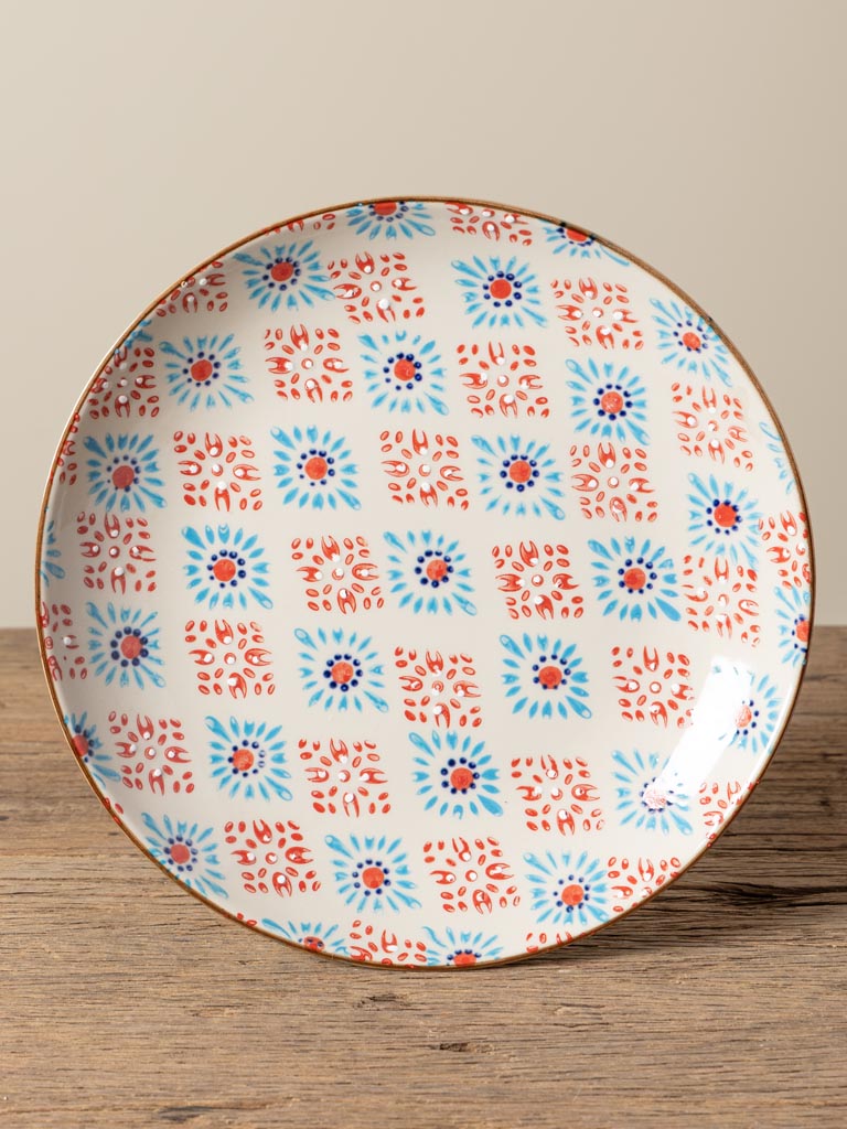 Bohemian Large Decorative Plate- Red & Blue