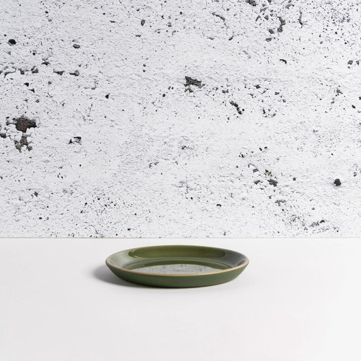 Stoneware Flat Side Plate | Edan 5.9" Matte Green Outside/Glossy Inside