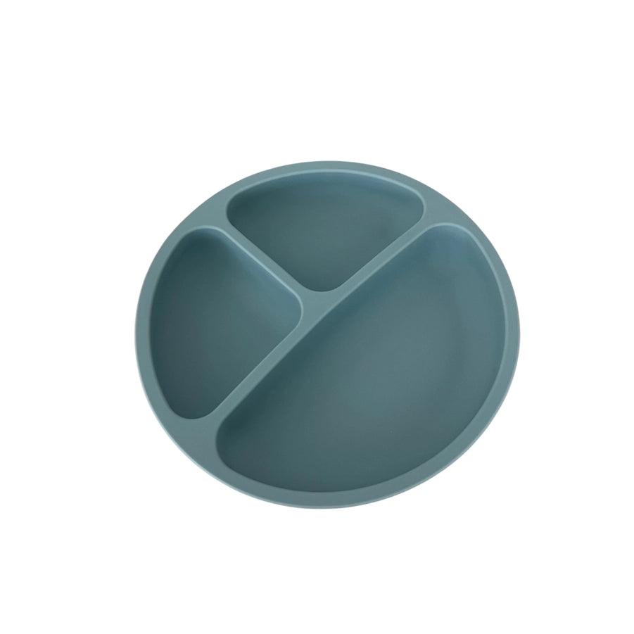 Non Suction Silicone Plate- Dusty Blue