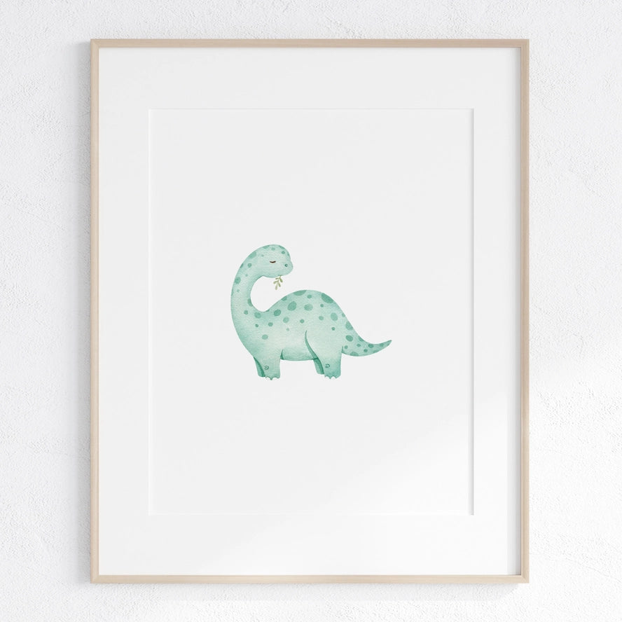 Watercolor Dinosaur Wall Art- Blue Dino
