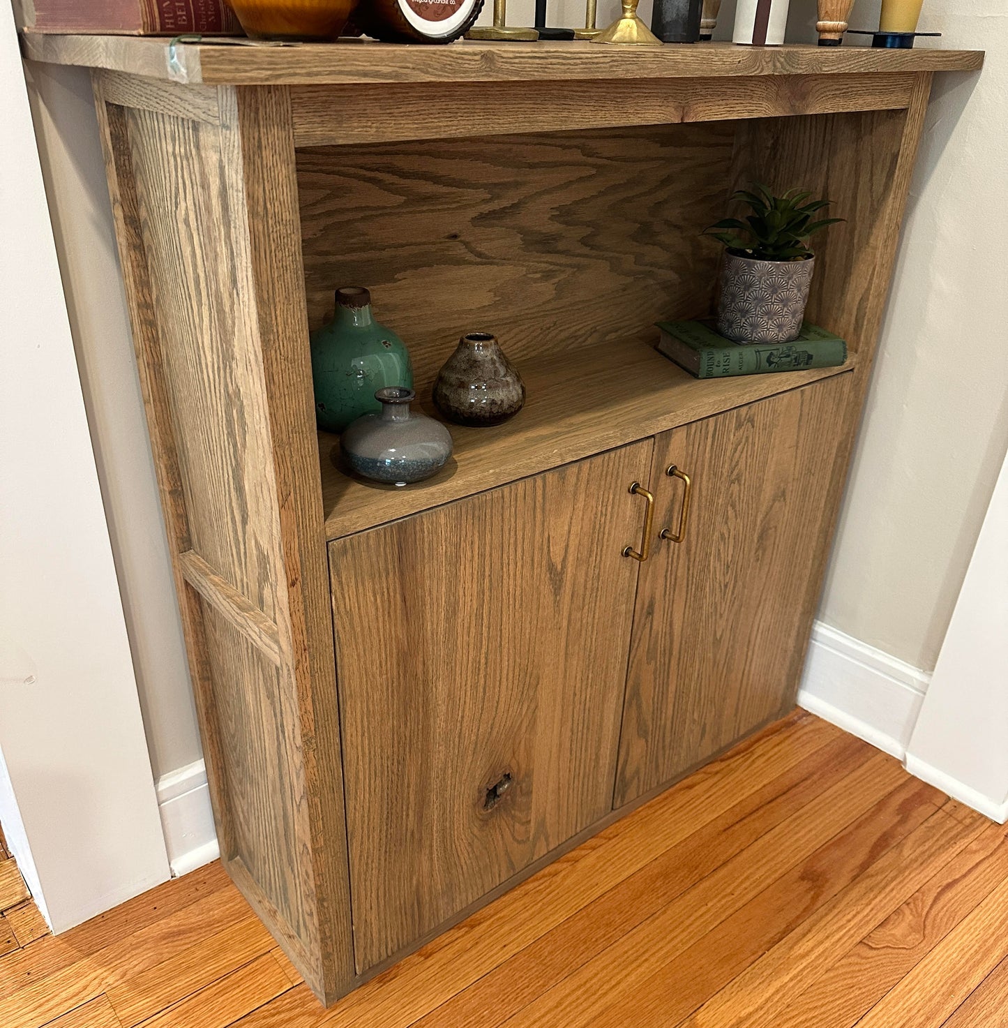 Handmade Solid Oak Cabinet - Rustic Grey
