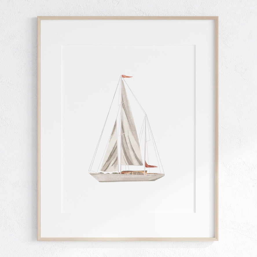 Nautical Wall Art- Grey Sailboat