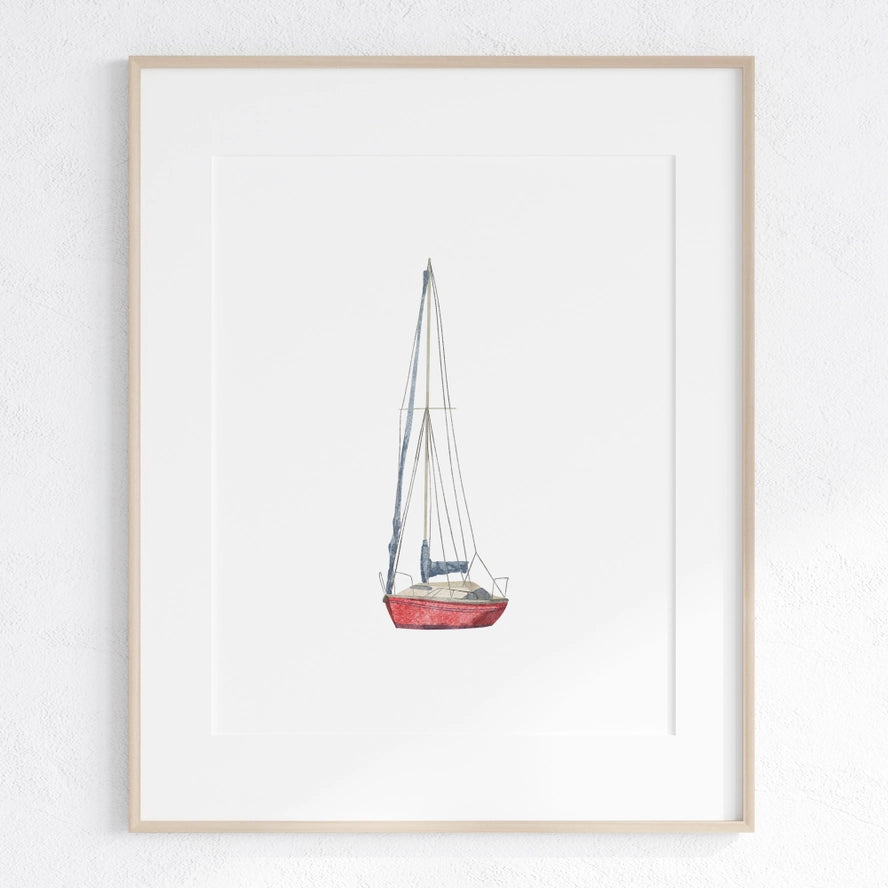 Nautical Wall Art- Red Sailboat